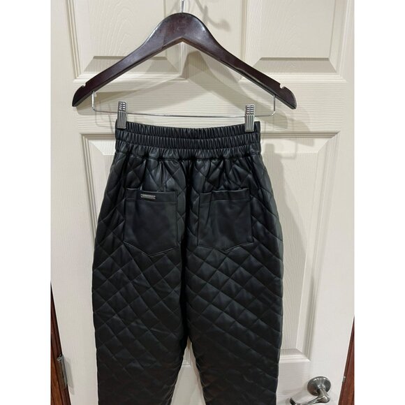 Manière De Voir Women’s Vegan Leather Quilted Joggers Size 0 | High Waist Faux L - Picture 10 of 12